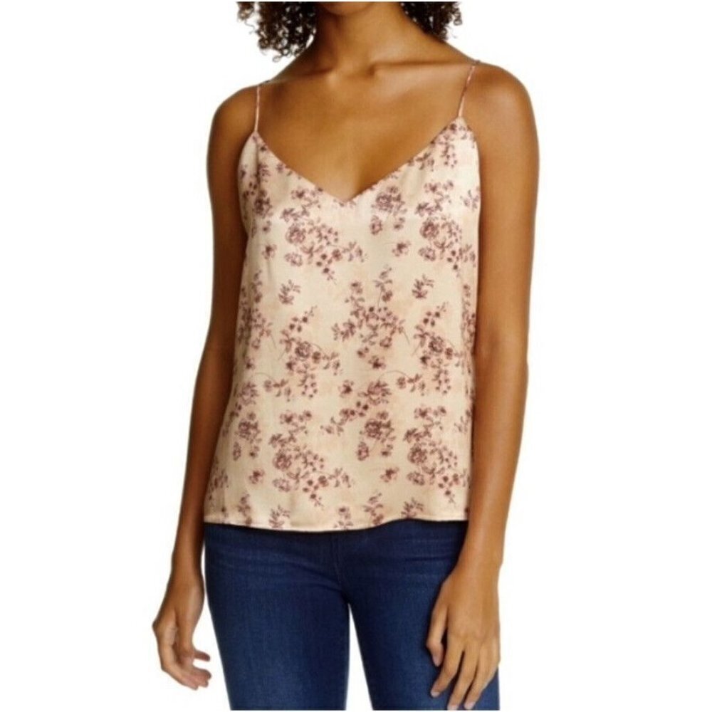 L’agence Jane Spagetti Strap Top 100% Silk Rose Red Pink NWTS Retail $200+ (N)